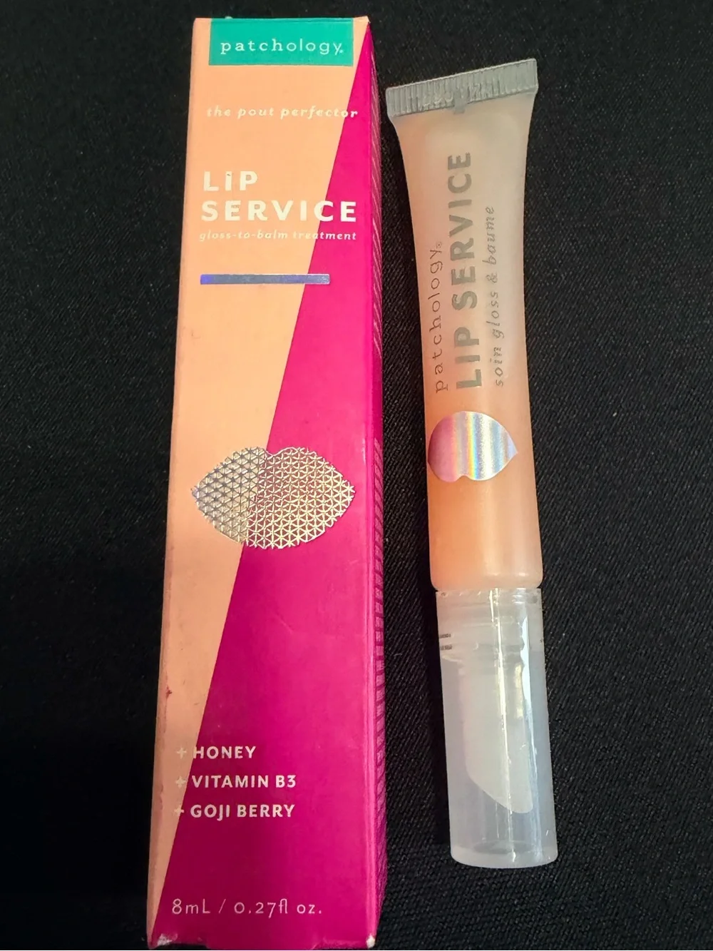 🦋 Patchology Lip Service Gloss-to-Balm Treatment in Peach Honey New FullSz